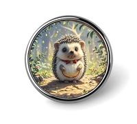 Lovely Hedgehog Lapel Pin Badge Round Metal Button Pin Personalized Novelty Pinback Button Badges Funny Recognition Enamel Pins Novelty Cute Cartoon Brooch Pin for Jacket Bag Coat