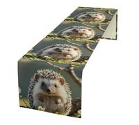 Lovely Hedgehog Linen Table Runner 72 Inches Long Farmhouse Table Runners Dining Table Dresser Runner Scarves Tabletop Decoration for Kitchen Home Party Holiday
