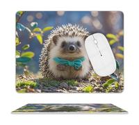 Lovely Hedgehog Mouse Pad for Office, Leather Mouse Mat with Non-Slip Base, Waterproof Desk Pad Protector for Home, Personalized Mouses Mat for Travel, Outdoor, 10" X 8"