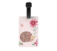 Lovely Hedgehog Print Luggage Tags with Full Back Privacy Cover â€“ Durable PVC ID Labels for Suitcases & Backpacks