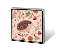 Lovely Hedgehog Square Lapel Pin 0.7x0.7in Aluminum Badge Stylish Personalized Accessory Daily Wear