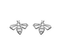 Lovely Honey Bee Stud Earrings Stainless Steel Bumblebee Hollow Bees Cartilage Studs Earring for Women Girls Simple Jewelry Gifts (Silvery)