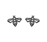 Lovely Honey Bee Stud Earrings Stainless Steel Bumblebee Hollow Bees Cartilage Studs Earring for Women Girls Simple Jewelry Gifts (Black)