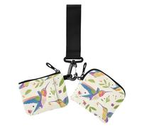 Lovely Humming Bird Dual Coin Purse Credit Card Holder Wallet Compact Size Money Organizers with Wristlet Strap for Lady 2 Pcs, lovely humming bird, 1 size, Print Art, lovely humming bird, 1 size,