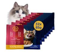 Lovely Hunter Wet Cat Food Pouches Variety Pack, Everyday Care, 32x 85g
