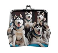 Lovely Husky Full Double-Sided Printed Pattern Women's and Girls' Fashionable Leather Kiss Lock Coin Purse Card Bag
