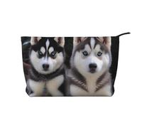 Lovely Husky Printed Corduroy Makeup Bag for Travel & Daily Use, Stylish Pouch Purse Case Cosmetic Bags Organizer for Women