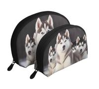 Lovely Husky Printed Makeup Bags 2-Piece Portable Shell Travel Toiletry Bag Cosmetic Organizer Bag for Women