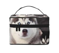 Lovely Husky Printed Travel Makeup Bag Spacious Portable Cosmetic Organiser with Handle, Large Capacity Toiletry Bag, Gift for Women Girls