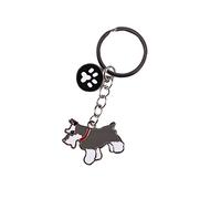 Lovely I Love Dog Schnauzer Pet Pendant Keychain Decor Key Ring Holder Gift Grey