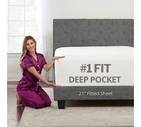 Lovely Joyful Feel King Size Deep Pocket Fitted Sheet - 21" King - Perfectly Fits 17"-23" Mattresses & Toppers - White