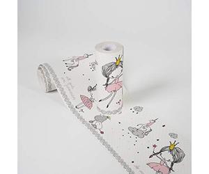 Lovely Kids Lovely KidsWallpaper Borders Self-Adhesive Magic Princess A.S. Création Wallpaper Borders for Kids 5.00 m x 0.155 m Pink Grey White Made in Germany 403755 403755