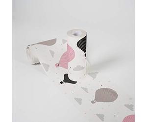 Lovely Kids Wallpaper Borders Self-Adhesive Cloud Balloons A.S. Création Wallpaper Borders for Kids 5.00 m x 0.155 m Pink Grey Black Made in Germany 403737 403737