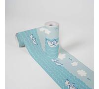 Lovely Kids Wallpaper Borders Self-Adhesive Paper Boat Love A.S. Création Wallpaper Borders for Kids 5.00 m x 0.155 m Blue White Made in Germany 403731 403731