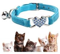Lovely Kitten Collar, Cat Collar with Bell and Elastic Strap (Blue)