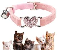 Lovely Kitten Collar, Cat Collar with Bell and Elastic Strap (Pink)