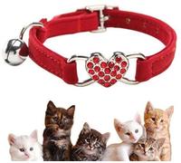 Lovely Kitten Collar, Cat Collar with Bell and Elastic Strap (RED)