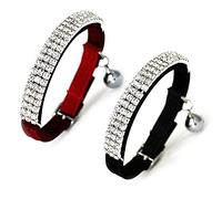 Lovely Kitten Collar, Cat Collar with Bell and Elastic Strap (Red+Black)