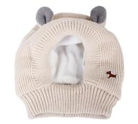 Lovely Knitted Dog Hat, Beige, Beige, Small | Warm Inner Lining, Comfortable, Dog Hat with Ear Holes, for Cold Weather, Outdoor Walks, Photoshoots, Dogs