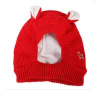Lovely Knitted Dog Hat, Red, Red, Large | Warm Inner Lining, Comfortable, Dog Hat with Ear Holes, for Cold Weather, Outdoor Walks, Photoshoots, Dogs