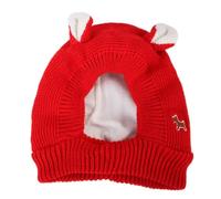 Lovely Knitted Dog Hat, Red, Red, Small | Warm Inner Lining, Comfortable, Dog Hat with Ear Holes, for Cold Weather, Outdoor Walks, Photoshoots, Dogs