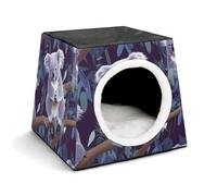 Lovely Koala Cat Bed for Indoor Cats - Foldable Cat & Dog House with Removable Cozy Cushion, Waterproof Oxford Washable Pet House for Small Pets 13.8" X 13.8" X 11.8"