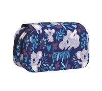 Lovely Koala Flip-Top Double-Layer Pencil Case,Large Capacity (Holds 50 Pens/Pencis),Full-Print Durable Polyester School Office Supplies