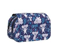 Lovely Koala Flip-Top Double-Layer Pencil Case,Large Capacity (Holds 50 Pens/Pencis),Full-Print Durable Polyester School Office Supplies
