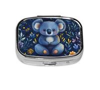 Lovely Koala Mini Pill Box Metal Travel Medicine Organizer with 2 Compartments Pocket-Sized Pill Container