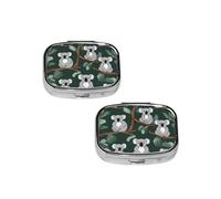 Lovely Koala Pill Box 2 Compartment Medicine Pill Case,Travel Pill Organizer, Small Metal Pill Case Portable Pill Box, Perfects Gift for Anyone in Need