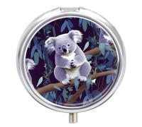 Lovely Koala Pill Box 3 Compartment Portable Round Pill Organizer Leak-Proof Lightweight Daily Compact Travel Pill Case for Vitamins Supplements Medication