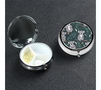 Lovely Koala Pill Box 3 Compartment Round Portable Pill Case for Pocket or Purse Pill Holder Weekly Pill Organizer Decorative Metal Medicine Vitamin Organizer Travel Gift