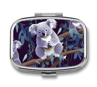 Lovely Koala Pill Box for Pocket Square Pill Box 2 Compartment Decorative Portable Travel Pill Holder Tablet Vitamin Organizer Mini Pill Case