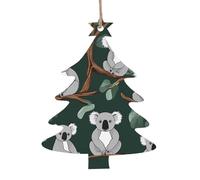 lovely Koala -Print Christmas Wooden Ornaments 2PCS- Handmade Eco-Friendly Hanging Decor For Tree Gifts Holiday Festivities.