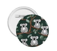 lovely Koala -Print Custom Round Enamel Pin - Alloy Metal Lapel Badge For Jacket, Bag, Gift Idea.