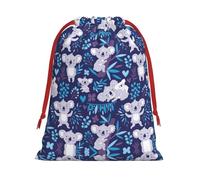 Lovely Koala Print Plush Gift Bags With Drawstring, Reusable Gift Wrap For Christmas, Wedding, Party -Size M