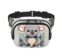 Lovely Koala Print Waist Pack Square Waist Bag Workout Hiking Running Travel Gym Pretty Zipper Fashion
