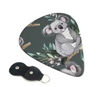 lovely Koala Printed Guitar Picks, 6 Pack with Leather Keychain Pick Holder - 0.46mm, 0.71mm, 0.96mm Assorted Thickness for Acoustic Ukulele, Electric Guitar, Acoustic Guitar, Bass