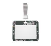 Lovely Koala Printed ID Badge Holder with Lanyard, Clear Plastic Badge Holder for Work, School, Hospital, Security - Water Resistant & Dirt Proof