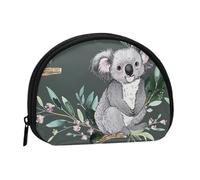 lovely Koala Printed Mini Coin Pouch, Shell Shape Zip Around Wallet, Small Zipper Pouch for Cash, Cards, Keys, Lipstick, Storage Pouch, Travel Organizer