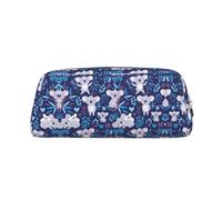 Lovely Koala Printing School Leather Zippered Fountain Ballpoint Rollerball Pens Pouch Pencils Case Holder for Pupil
