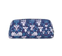 Lovely Koala Printing School Leather Zippered Fountain Ballpoint Rollerball Pens Pouch Pencils Case Holder for Pupil