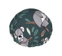 lovely Koala Shower Cap Reusable Waterproof Shower Bonnet for Women Men Elastic Band Bath Hair Hat Double Layered Washable Bath Cap for All Hairstyles, Travel-Friendly
