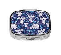 (Lovely Koala) Square Pill Box with 2 Compartment Small Pill Organizer Portable Pill Case Vitamin Containers, Travel Essentials 5.5x4x1.8 cm