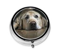 Lovely Labrador Dog Print Round Pill Organizer 3 Compartment Pill Box Portable Medicine Pill Case for Outdoor Travel