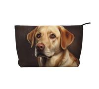 Lovely Labrador Printed Corduroy Cosmetic Bag, Large Capacity Waterproof Travel toiletries Storage Bag