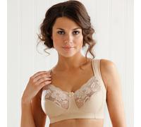 Miss Mary of Sweden Lovely Lace Womens Non-Wired Full Cup Cotton Bra Beige