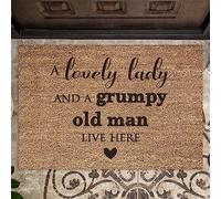 Lovely Lady And Grumpy Old Man Indoor Door Mat New Home Gift Welcome Mat Funny Door Mat Housewarming Gift Indoor Outdoor Doormat Non-Slip Front Door Mats 50x80cm