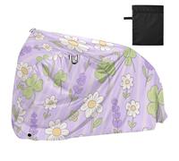 Lovely Lavender Flower Purple Stripe Waterproof Bike Covers Outdoor with Lock Holes Uv Resistant Indoor Outdoor Storage Mountain Road Electric Bike Cover Fits for Most accesorios para