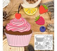 Lovely Layers Fruit Strawberry Blueberry Berry Lemon Cupcake Metal Die Cuts for Card Making,Card Cutting Dies Cut Stencils DIY Scrapbooking Album Decorative Embossing Paper Card Embossing Craft
